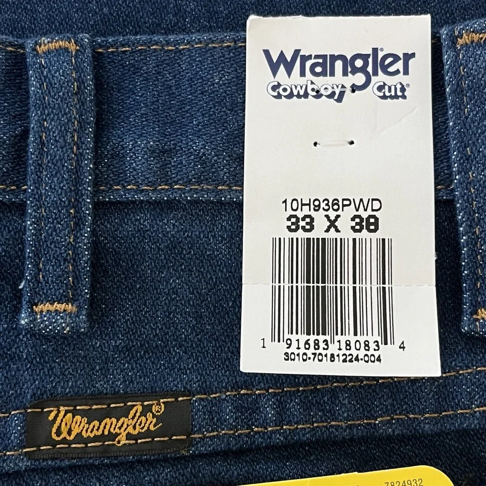 NWT Wrangler Men's Cowboy Cut Jeans 33x38 Tall Blue Denim 936 Slim Western Rodeo